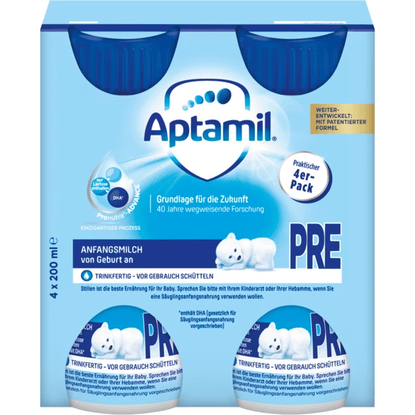 Aptamil Anfangsmilch Pronutra Advance Pre 4 X 200ml Trinkfertig Ab Der Geburt 1 Aptamil Anfangsmilch Pronutra Advance Pre 4 X 200ml Trinkfertig Ab Der Geburt
