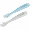 BEABA® Set Aus 2 Babylöffeln Aus Silikon Mit Aufbewahrungsbox 1. Altersstufe Blau/grau