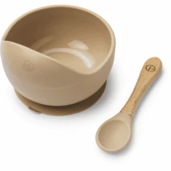 Elodie Silikonschüssel Mit Löffel, Pure Khaki