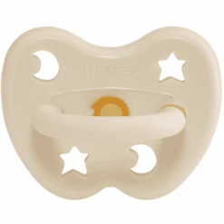 HEVEA Schnuller - Naturkautschuk / Milky White / Rund / Stern & Mond (ab 3 Mon.)