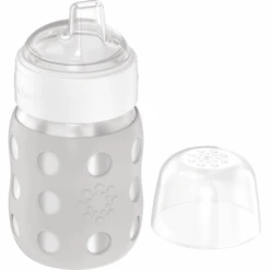 Lifefactory Baby-Weithalsflasche 235 Ml Mit Soft Sippy Cap, Cool Grey
