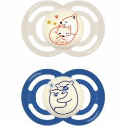 MAM Schnuller Perfect Night Silikon Ab 16 Monaten Eule/Reh Rosa/lila, 2 Stück