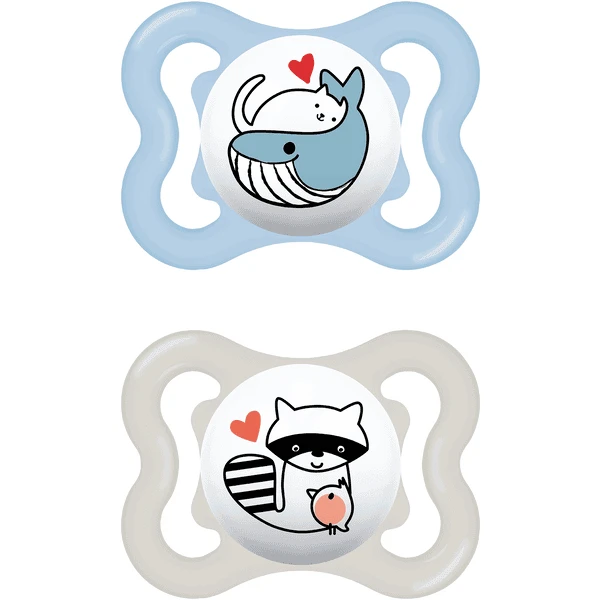 MAM Schnuller Supreme Silikon, 0-6 Monate, 2 Stk., Wal/Waschbär 1 MAM Schnuller Supreme Silikon, 0-6 Monate, 2 Stk., Wal/Waschbär