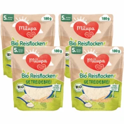 Milupa Reisflocken Bio Getreidebrei 4 X 180 G Nach Dem 4. Monat