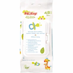 Nuby Nûby Antibakterielle Feuchttücher Für Schnuller Und Beißringe All Natural 48 Stück Mit Verschließbarer Spenderbox
