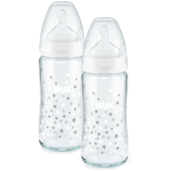 NUK Glasflasche First Choice⁺ Ab Der Geburt 240 Ml, Temperature Control Im Doppelpack Weiß 1 NUK Glasflasche First Choice⁺ Ab Der Geburt 240 Ml, Temperature Control Im Doppelpack Weiß