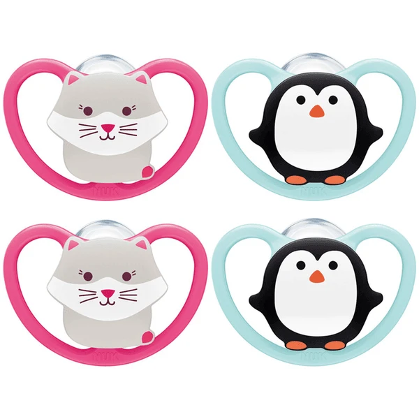 NUK Schnuller Space Gr. 2, 6 - 18 Monate Silikon Katze/Pinguin, 4 Stück 1 NUK Schnuller Space Gr. 2, 6 - 18 Monate Silikon Katze/Pinguin, 4 Stück