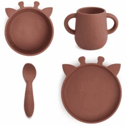 Nuuroo Geschirrset Lykke Giraffe 4-teilig, Mahogany