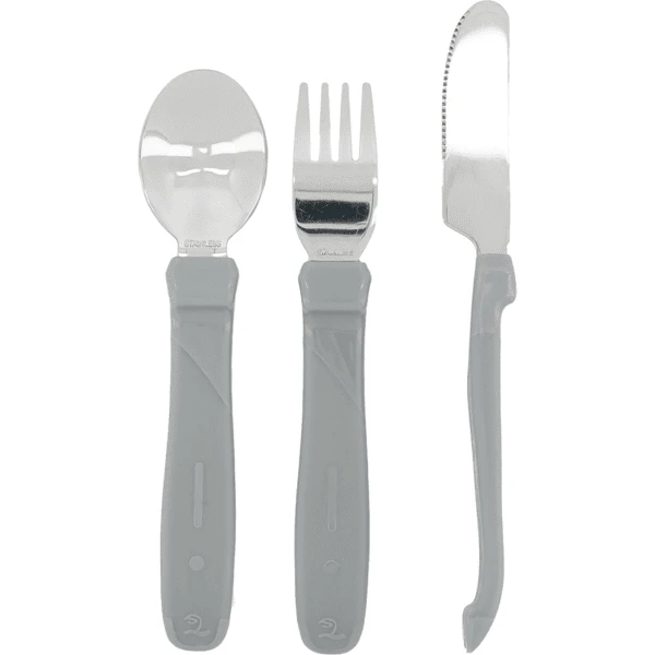 TWISTSHAKE Esslern-Besteck Aus Edelstahl In Pastell Grau 1 TWISTSHAKE Esslern-Besteck Aus Edelstahl In Pastell Grau
